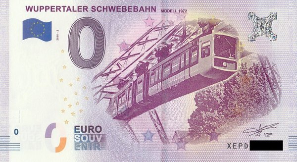 0 Euro Schein - Wuppertaler Schwebebahn 2018 2