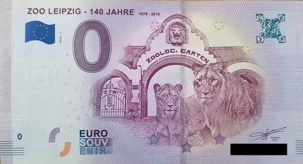 0 Euro Schein - Zoo Leipzig 2018 1