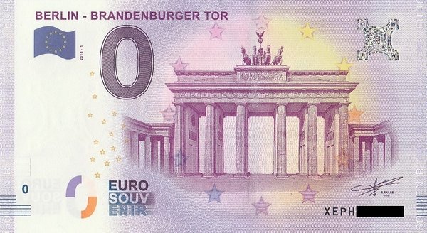 0 Euro Schein - Brandenburger Tor Berlin 2018 1