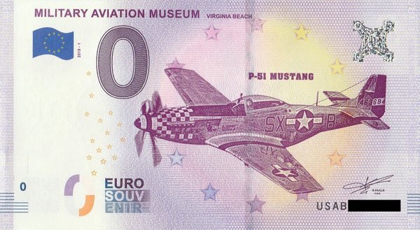 0 Euro Schein - P-51 Mustang Military Aviation Museum USA 2018 1