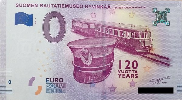 0 Euro Schein - Suomen Rautatiemuseo Finnland 2018 1