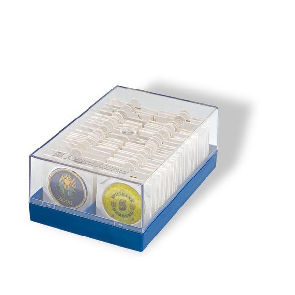 Leuchtturm Kunststoffbox für 100 Münzrähmchen, blau 315511