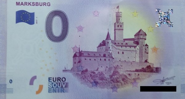 0 Euro Schein - Souvenirschein Marksburg 2017 1