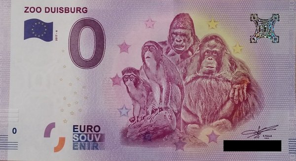 0 Euro Schein - Zoo Duisburg Affen 2017 6
