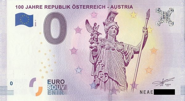 0 Euro Schein - Österreich 100 Jahre Republik 2018 1