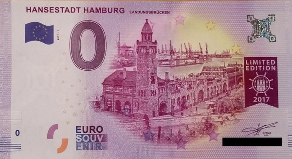 0 Euro Schein - Hansestadt Hamburg 2017 1