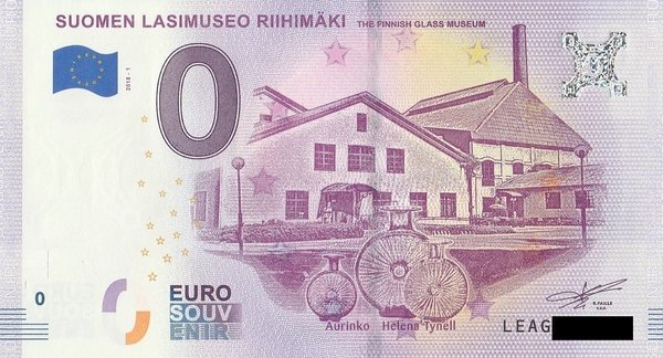 0 Euro Schein - Finnland Suomen Lasimuseo Riihimäki 2018 1