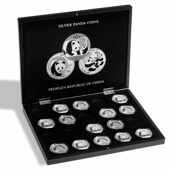 Leuchtturm Münzkassette für 20 Panda-Silbermünzen, schwarz