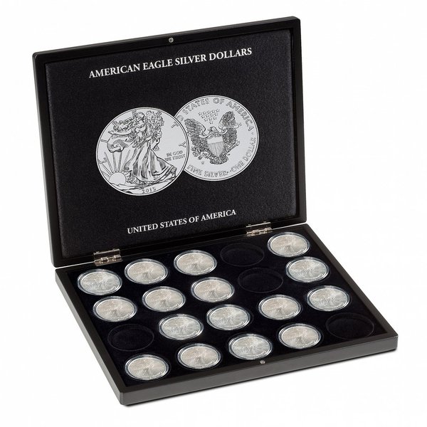 Leuchtturm Münzkassette für 20 American Eagle-Silberunzen in Kapseln, schwarz 348033