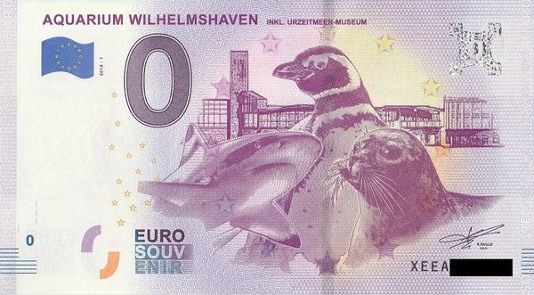 0 Euro Schein - Aquarium Wilhelmshaven 2018 1