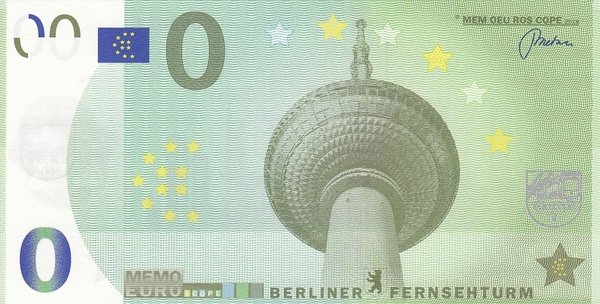 Memo Euro Schein - Berliner Fernsehturm E Souvenirschein