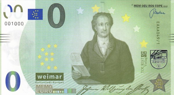 Memo Euro Schein - Weimar Goethe 49/1