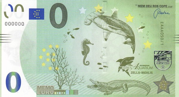 Memo Euro Schein - Zella Mehlis Meeresaquarium 50/1