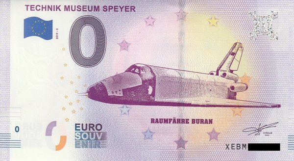 0 Euro Schein - Technik Museum Speyer 2019-2 Raumfähre Buran
