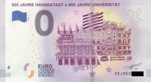 0 Euro Schein - 800 / 600 Jahre Rostock Hanse + Uni 2019-1