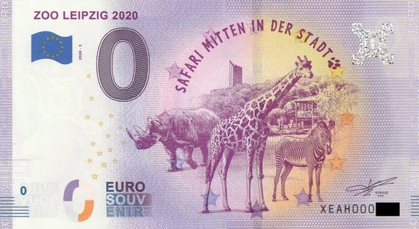 0 Euro Schein - Zoo Leipzig 2020-3 Safari mitten in der Stadt XEAH