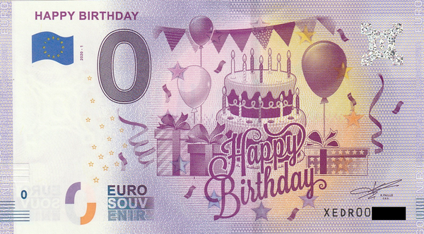 0 Euro Schein - Happy Birthday 2020-1 XEDR