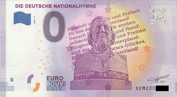 0 Euro Schein - Die deutsche Nationalhymne 2020-14 XEMZ