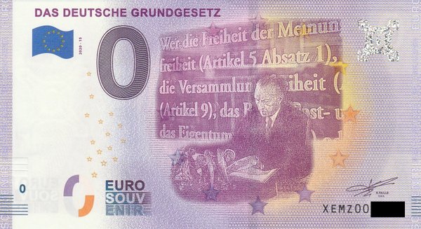 0 Euro Schein - Das Deutsche Grundgesetz 2020-15 XEMZ