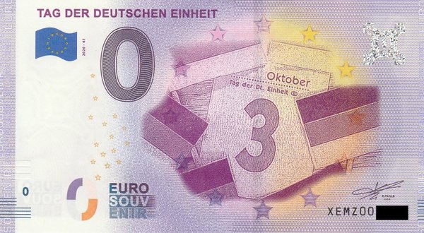 0 Euro Schein - Tag der Deutschen Einheit 2020-41 XEMZ