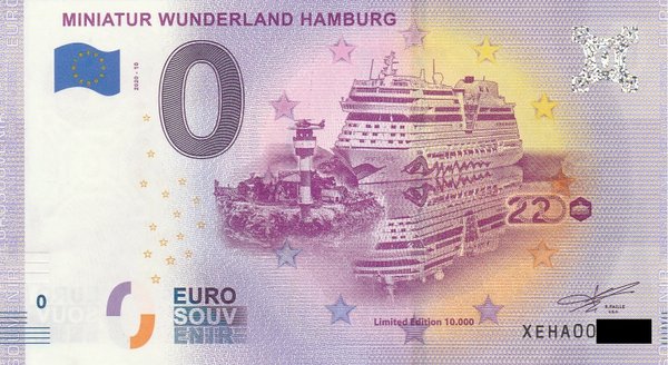 0 Euro Schein - Miniatur Wunderland Hamburg 2020-10 Nord Ostsee