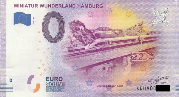 0 Euro Schein - Miniatur Wunderland Hamburg 2020-11 ICE4