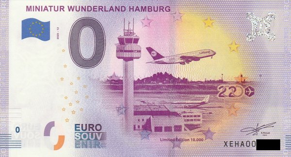 0 Euro Schein - Miniatur Wunderland Hamburg 2020-12 Flughafen