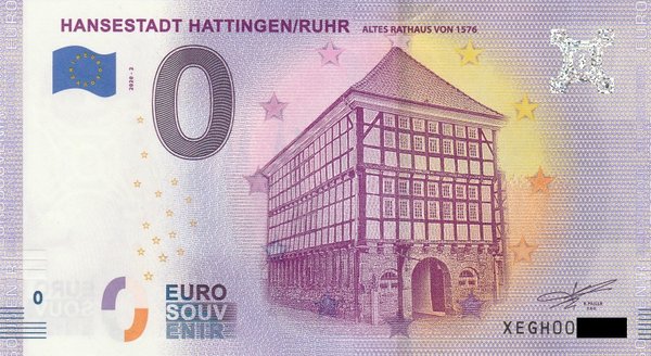 0 Euro Schein - Hannsestadt Hattingen/Ruhr 2020-2 XEGH Altes Rathaus
