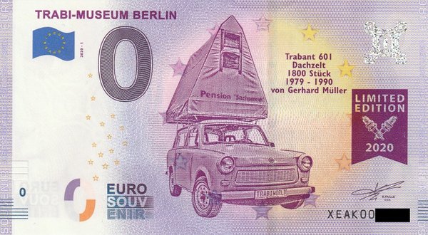 0 Euro Schein - Trabi-Museum Berlin 2020-1 XEAK