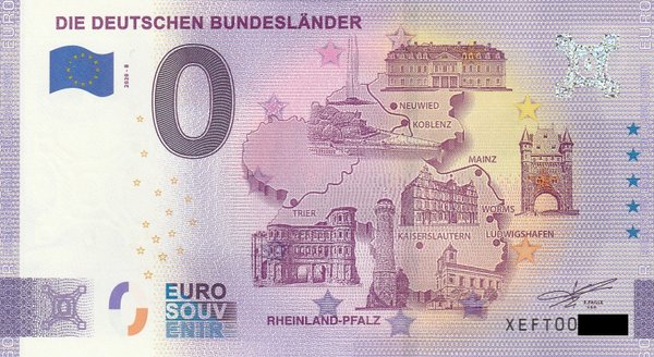 0 Euro Schein - Die deutschen Bundesländer 2020-8 Rheinland-Pfalz