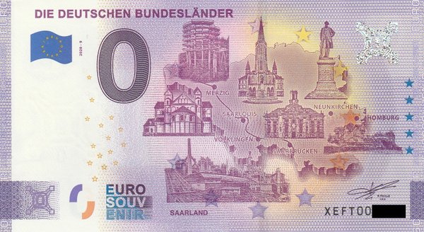0 Euro Schein - Die deutschen Bundesländer 2020-9 Saarland