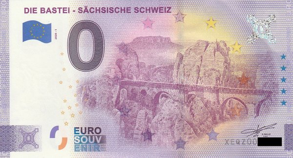0 Euro Schein - Die Bastei - Sächsische Schweiz 2020-1 XEQZ