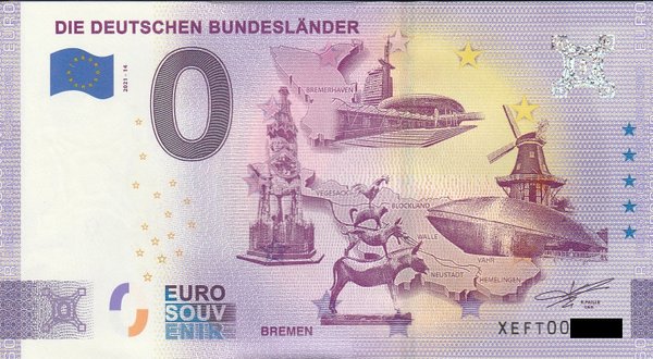 0 Euro Schein - Die deutschen Bundesländer 2021-14 Bremen
