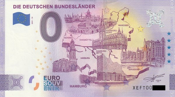 0 Euro Schein - Die deutschen Bundesländer 2021-16 Hamburg