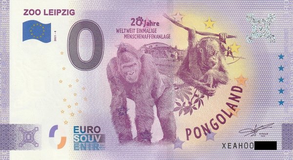 0 Euro Schein - Zoo Leipzig 2021-4 Pongoland XEAH
