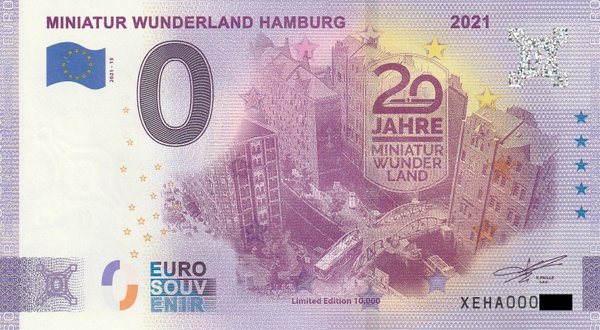 0 Euro Schein - Miniatur Wunderland Hamburg 2021-15 Speicherstadt
