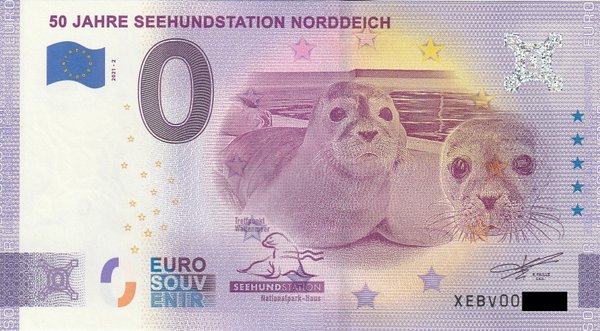 0 Euro Schein - 50 Jahre Seehundstation Norddeich 2021-2 XEBV