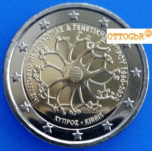 2 Euro Gedenkmünze Zypern 2020 Neurologie und Genetik