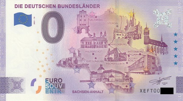 0 Euro Schein - Die deutschen Bundesländer 2021-10 Sachsen-Anhalt