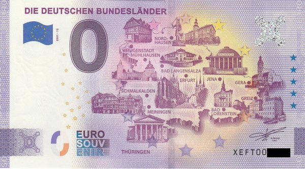0 Euro Schein - Die deutschen Bundesländer 2021-12 Thüringen