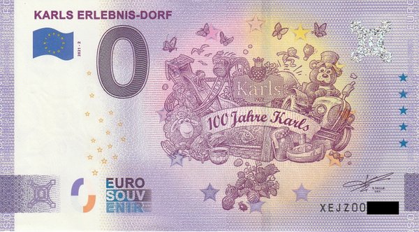 0 Euro Schein - Karls Erlebnis-Dorf 2021-2 XEJZ 100 Jahre Karls