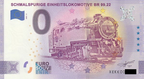 0 Euro Schein - Schmalspurige Einheitslokomotive BR 99.22 2021-2 XEKK