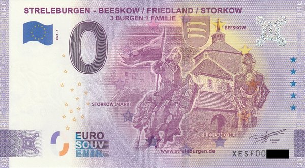 0 Euro Schein - Streleburgen Beeskow Friedland Storkow 2021-1 XESF