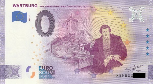 0 Euro Schein - Wartburg 500 Jahre Bibelübersetzung 2021-7 XEHB