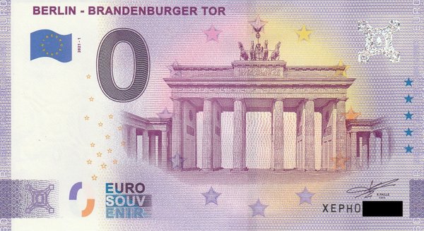 0 Euro Schein - Berlin Brandenburger Tor 2021-1 XEPH