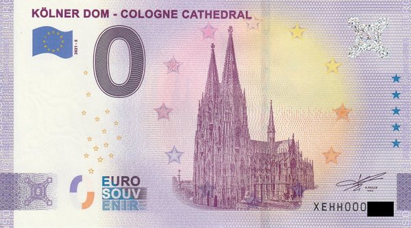 0 Euro Schein - Kölner Dom - Cologne Cathedral 2021-5 XERP