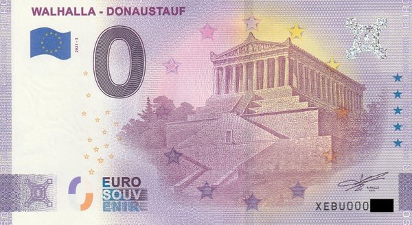 0 Euro Schein - Walhalla - Donaustauf 2021-3 XEBU