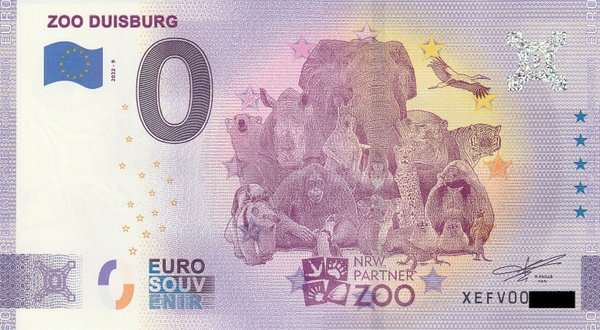 0 Euro Schein - Zoo Duisburg 2022-9 XEFV