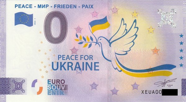 0 Euro Schein - PEACE - мир - FRIEDEN - PAIX  2022-1 XEUA