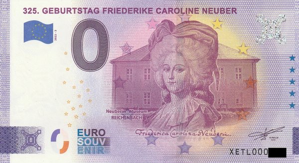 0 Euro Schein - 325. Geburtstag Friederike Caroline Neuber 2022-4 XECY